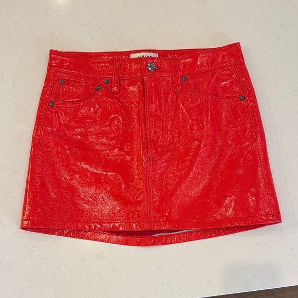 Agolde Shiny Red Mini Skirt
